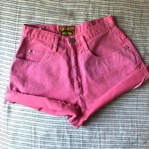 Vintage Faded Pink High Waist Denim Cutoffs